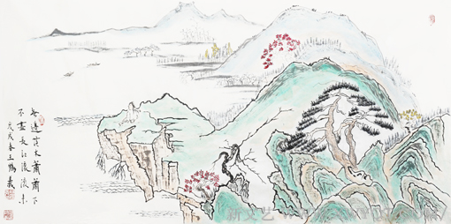 王鹤义作品《无边落木萧萧下 不尽长江滚滚来》